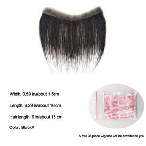 TEMU 남성용 앞머리 헤어피스, 실제 모발로 제작된 이음매 없는 투명 헤어라인 필러, 아버지의 날을 위한 완전 수제 바이오 머리 피스