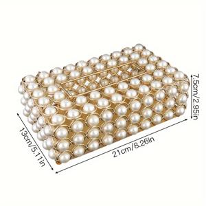 TEMU 금색 진주로 디자인된 수제 티슈 케이스. 테이블, 침실, 거실, 차량 등 일상적인 사용에 적합하며, 홈 데코, 주방 액세서리, 크리스마스 장식으로도 활용 가능합니다.