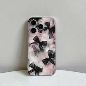 TEMU 아이폰 16프로맥스/16프로 16플러스, 아이폰 15프로맥스/15플러스, 그리고 아이폰 14프로맥스/13프로맥스용 레이스 보우가 있는 투명 폰 케이스 - 아이폰12프로맥스/11프로/XS맥스/XR/7/8플러스의 고품질 방탄 보호, 남녀공용 심플하고 슬림한 보호케이스