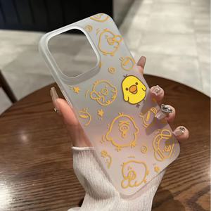 TEMU 아이폰 16 15 14 11 프로 맥스 미니 XR XS X 7 8 플러스용 귀여운 작은 노란 오리 모바일 폰 케이스, 소프트 TPU 무광 뒷면 커버