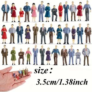 TEMU 80개 미니 인물 인형 1:50 스케일 모델 기차 건축물 페인트 인물 인형 작은 플라스틱 미니 인형 모래 그릇 미니어처 앉아 서 있는 장난감 모델 미니어처 장면