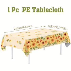 TEMU 할로윈 & 크리스마스, 1개 PE 플라스틱 테이블보, 일회용 화려한 디자인으로 생동감 있는 파티 장식과 봄/여름 주방·다이닝룸 이벤트나 피크닉에 적합