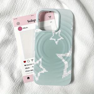 TEMU 꿈 같은 녹색과 흰색 별 두 개를 한꺼번에 묶은 자석 휴대폰 케이스, TPU 패턴에 적합, Iphone 16 Pro Max, Iphone 15/14/13 Pro/12/11/7/8 Plus/X/Xr/Xs Max와 호환 가능, 높은 미적 감각을 가진 전체 보호 TPU 케이스