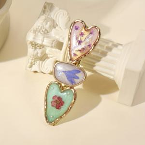 TEMU 싱글 드라이 플라워 헤어 클립 - 컬러 블록 꽃무늬 레진 리본핀, 여성용 귀여운 헤어 액세서리 12세 이상, 발렌타인데이 선물, 한국 & 일본 스타일|머리핀