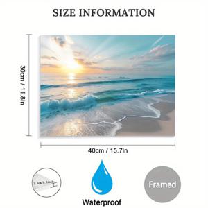 TEMU 1pc 침착한 해변 석양 캔버스 그림 목재 프레임 - 멋진 바다와 하늘 장면, 거실, 침실, 주방, 집 및 사무실 장식에 이상적, 11.8x15.7 인치, 해변 테마 장식