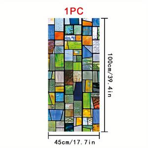 TEMU 1개 1개 PVC 정전기 스테인드 글라스 창문 필름 - 컬러풀 유리 블록 무광 & 리플 텍스처, 프라이버시 쉬어 필터링 패널, 홈 창문, 욕실 문, 탈착식 창문 스티커, 17.7×39.4인치