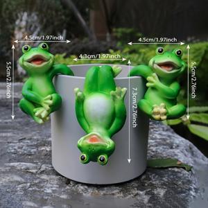 TEMU 3pcs 귀여운 및 재미있는 레진 개구리 조각품 - 벽걸이 동물 조각품, 실외 및 실내 가정 장식에 이상적, 어머니의 날 선물에 이상적, 개구리 정원 장식