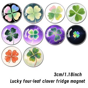 TEMU 10개 세트 유리 자석 - 대형 원형 냉장고 자석, 행운의 클로버 & 말발굽 상징 (코어 없음), 광택 있는 아일랜드 행운 장식, 성 패트릭 데이, 냉장고, 유리문, 화이트보드용 - 사무실, 선물로 이상적