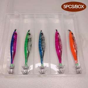 TEMU 박스당 5개, 레이저 심해 오징어 루어, 야광 모조 새우, 문어 낚시, 루어 낚시 블로우 튜브 훅 오징어 미끼, 낚시 루어, 오징어 훅, 낚시 클램프, 바다 낚시 오징어 미끼