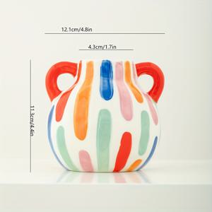 TEMU 1개 창의적인 귀여운 세라믹 화병 | 거실, 현관, 책장용 미니어처 꽃꽂이, 홈 데코용 세라믹 화병, 꽃을 위한 장식용 화병, 대형 세라믹 화병, 긴 화병, 세라믹화병, 플라스틱 화병, 미니화병, 손잡이 화병