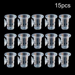 TEMU 15개 어항용 투명 플라스틱 식물 재배 컵 (흡착컵 베이스 포함) - 담수 어항 장식용 투명 수생식물 재배 용기, PP 소재, 수경식물 및 수중 장식에 적합, 담수 장식용