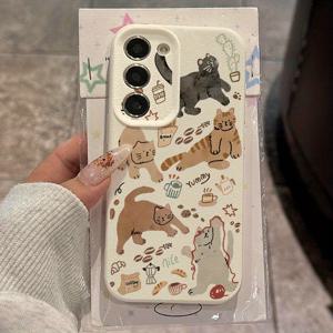 TEMU 삼성 갤럭시 S23/S22/S24/S21 울트라/S20/A31/A32/A55/A72/A52S/A34/S23 울트라/S10용 귀여운 고양이 패턴 폰 케이스, 충격 방지 소프트 커버, 신상 디자인, 세련된 보호 기능, 경량 럭셔리 비즈니스 스타일 선물