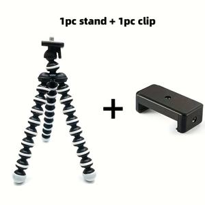 TEMU 1세트 [스탠드 1개+클립 1개] 플렉시그립 유니버설 카메라 삼각대, 휴대용 문어형 삼각대 스탠드, 컴팩트 ABS 소재, SLR/DSLR/미러리스/단렌즈/스마트폰 다기능 지원