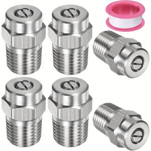 TEMU 6pcs 고강도 스테인리스 노즐 세트 - 40도형 팬식 수압청소기 호환 1/4