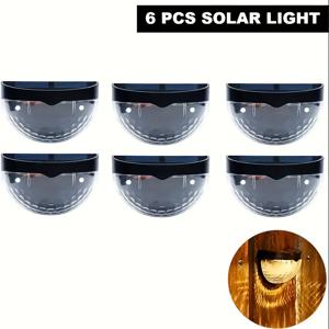 TEMU 태양광 반원형 벽 조명 6개, 벽걸이형 실외 울타리 조명, 다양한 조명 및 장식에 다용도, 간편한 설치 비상 조명, 안뜰, 복도, 정원 및 빌라에 적합, 4가지 스타일로 제공