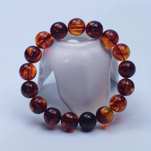 TEMU 남녀 공용 천연 버마 야생 드래곤 블러드 앰버 팔찌, 패턴이 있는 버마 블러드 앰버가 특징인 싱글 루프 디자인.