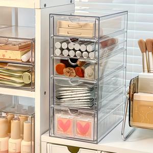 TEMU 투명 아크릴 화장품 정리함 5단 서랍형, 아이섀도우, 립스틱, 메이크업 브러쉬용 데스크탑 수납함 - 립스틱, 아이섀도우, 퍼프, 브러쉬, 머리끈, 머리핀, 욕실용품, 룸 데코, 크리스마스 선물, 향수 정리함에 이상적