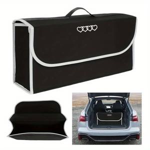 TEMU 하트 모양 화이트 자동차 트렁크 수납 박스/시트백 포켓, 자동차 장식용 트렁크, 다중 수납공간 접이식 수납백 (인체공학적 핸들) - SUV, 세단, 트럭용 내구성 있는 실내 액세서리|폴딩박스