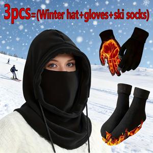 TEMU 겨울용 모자, 목도리, 장갑, 보온 양말 세트 3종 세트