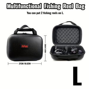 TEMU JSFUN-S/M/L - 지퍼 잠금 장치와 부드러운 폼 인서트가 있는 낚시 릴 보관함, 1~2개의 낚시 릴 수납 가능