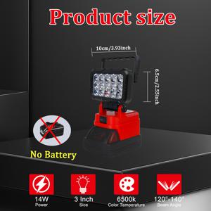 TEMU 무선 LED 작업등 - 밀우 리튬 배터리 호환, 비상 플러드라이트 캠핑 손전등, 듀얼 USB 출력 포트, 두 단계 밝기 조절, 휴대용 디자인, 야외 캠핑 및 수리용, 남성 선물용 (배터리 미포함)|후레쉬