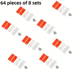 TEMU 64개 (8세트) 초슬림 무드릴 자석 캐비닛 잠금장치 - 강력한 자석 스트립 (쉬운 설치) - 옷장, 냉장고, 캐비닛용 도난 방지 잠금장치