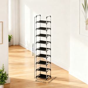 TEMU 8단 고강도 메탈 신발 정리대 (9단 수납) - 프레임 및 선반 포함 독립형 신발 캐비닛, 간편한 조립, 좁은 공간을 위한 공간 절약형 수직 디자인, 신발 수납 정리함, 튼튼한 구조