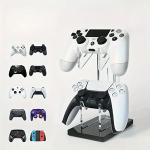 TEMU 1개 세련된 아크릴 게임 컨트롤러 디스플레이 스탠드 - 드릴 없이 설치, Xbox One, PS4, PC 게임 컨트롤러용 넓은 받침대가 있는 튼튼한 데스크탑 정리함 - 공간 절약