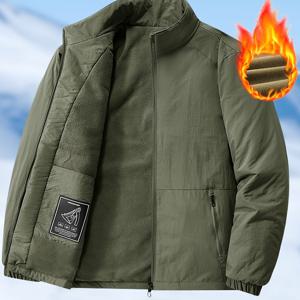 TEMU 남성용 헤비 듀티 겨울 재킷 - 스탠드 칼라, 지퍼 클로저, 앞면 포켓이 있는 보온 방한 코트 - / 브라운 - 아웃도어용, 두꺼운