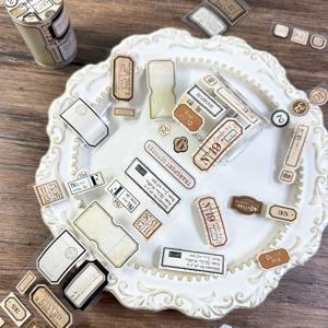 TEMU 빈티지 스크랩북 테이프 1롤 - 안티크 스타일 스크랩북 스티커 (브라운, 골드, 그린, 레드, 퍼플, 오렌지, 핑크, 옐로우) - 저널링, 사진 앨범, 카드용 - 플라스틱 표면 호환 - 레트로 장식 테이프, 저널링 용품