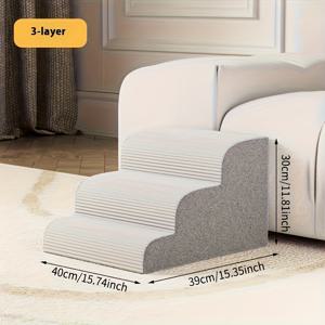 TEMU 3단 펫 계단 - 쿠션 스텝 & 세탁 가능 커버, 견고한 접이식 고양이 & 강아지 계단, 미끄럼 방지 표면, 부드러운 착륙 플랫폼 - 중형견, 노령견, 소파/침대용 다층 계단 - 푸들, 마스티프 등 대형견에도 적합 - 보관 및 휴대 간편 - 내구성 & 안전한 중형견용 램프,