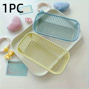 TEMU 메탈 문구 보관함, 사무실 수납 바구니, 데스크탑 장식 및 사진 촬영 소품 바구니, 화장품 정리함, 책상용 소품 보관 바구니 - 메탈 재질, 클래식 디자인, 다기능, 사무실 정리, 타원형 보관함