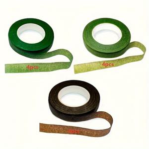 TEMU 12롤 혼합 플로럴 테이프 세트, 꽃줄기 포장 테이프, 플로리스트 테이프, 꽃 공예 용품, 부케 줄기 포장, 웨딩 부케 (다크 그린, 라이트 그린, 브라운)