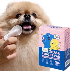 TEMU 탐사 반려동물 듀얼 패드 일회용 손가락 칫솔 화이트 30개
