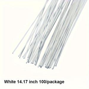 TEMU 100개 플로럴 와이어, 14.71인치 화이트 플로럴 와이어, 종이 감싼 금속 플로럴 와이어, 공예, 꽃꽂이, 부케 포장, 플로럴 용품 및 장식용품