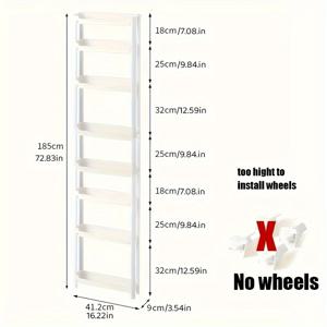 TEMU 넓은 공간을 위한 필수적인 초박형 8단 스토리지 캐비닛, 욕실 및 주방 문, 스파 정리함, 공간 절약형 플라스틱 선반, 살롱 및 스파 사용, 향수 없는, 전기 또는 배터리 필요 없음, 욕실 정리함 및 스토리지