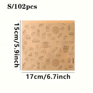 TEMU 102개 대용량 크래프트 종이 푸드백 - 햄버거, 피자, 치킨, 바베큐, 샌드위치용 - 내구성 좋은 테이크아웃 포장용 (레스토랑, 푸드트럭, 캠핑, 바베큐, 파티, 피자 배달) - 대용량 세트