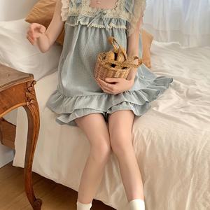 TEMU 여성용 봄/여름 가벼운 민소매 파자마 세트, 페티트 플러터 소매, 걸리 스타일|여름잠옷