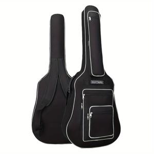 TEMU 7포켓 기타 가방 2손잡이 10mm 두께 증가 패딩 조절 가능한 스트랩 포크 어쿠스틱 클래식 일렉트릭 기타용 600D 옥스포드 기타 케이스