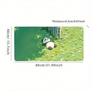 TEMU 귀여운 곰돌이 팬더 테마 마우스 패드 (녹색), 크기 35.4X15.7인치, 사무실 또는 가정용으로 완벽합니다. 미끄럼 방지 고무 베이스가 특징이며, 여성에게 이상적인 크리스마스 선물입니다.