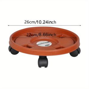 TEMU 1개 분리형 식물 지지 화분 트레이, 실내 및 실외 발코니 원예 도구용 범용 헤비 듀티 롤링 화분 랙 특징, 벽돌 빨간색 두꺼운 수지 트레이에 범용 바퀴 포함.|화분받침대