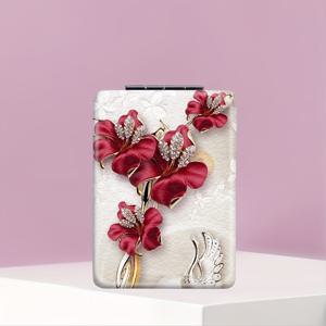 TEMU 플로랄 러브 나비 컴팩트 미러 - 휴대용 양면 접이식 메이크업 미러, 우아한 장미, 하트 & 나비 디자인 - 발렌타인데이, 크리스마스, 생일 & 결혼식에 여성, 자매, 친구를 위한 완벽한 선물, 컴팩트 메이크업 미러 | 나비 모티브 미러 | 우아한 디테일, 나비 미러