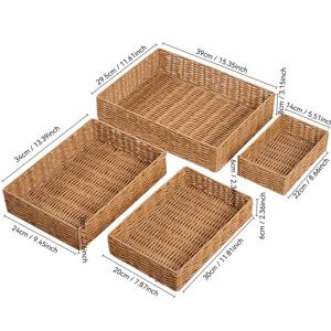 TEMU 4개 세트의 짠 보관 바구니, 빈티지 스타일 플라스틱 오픈 보관함, 주방, 욕실, 침실, 거실용 - 화장품, CD, 장난감, 가정용품 및 용품, 욕실 보관함 및 보관함