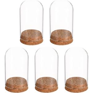 TEMU 우아한 클로쉬 유리 돔 5개 세트 (코르크 마개 포함) - 웨딩 파보어, 파티 장식, 센터피스, 이벤트, 박물관 및 파티 디스플레이 용기