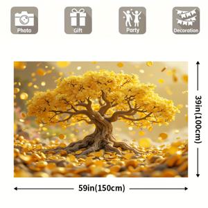 TEMU 행운의 머니 트리 배너 1개 - 상징이 있는 머니 트리 장식, 부와 행운을 위한 패브릭, 다양한 휴일 파티 장식용, 기념일 파티 및 축하 장식에 적합