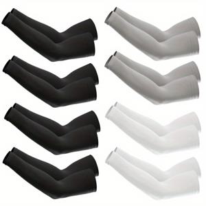 TEMU 남성 및 여성을 위한 8 쌍의 냉각 팔 슬리브 - 통근, 사무실, 낚시, 하이킹, 타투 커버용 압축 팔 커버 - 통기성이 좋은 니트 소재, 8가지 색상 (흰색, 라이트 블루, 퍼플, 베이지, 브라운), 팔 슬리브 압축, 야외 팔 보호, 세련된 디자인, 내구성 있는 소재|팔토시|쿨토시