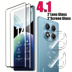 TEMU Xiaomi Redmi Note 14 Pro 5G 및 Poco X7 5G 4G Plus 후면 카메라용 강화 유리 보호 필름 4개 세트 [2 + 2개]와 9H 경도 3D 풀 커버리지 스크린 보호 필름 포함