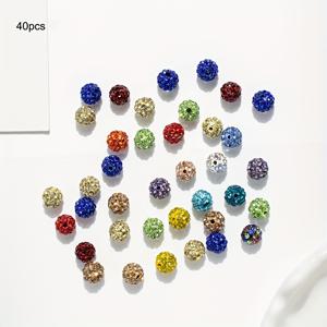 TEMU 15/30/40개 (6mm/8mm/10mm) 멀티컬러 반짝이 라인스톤 폴리머 클레이 디스코볼 비즈 - 1.5mm 구멍 라운드 스페이서 비즈, DIY 주얼리 만들기, 목걸이, 팔찌, 파티 장식 및 공예용 - 모든 용도의 구형 보석