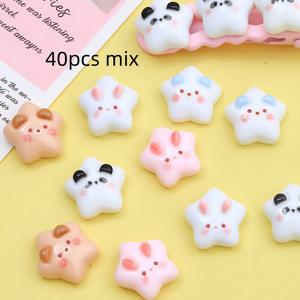TEMU 40개 혼합 미니 레진 찬스 - 귀여운 토끼, 곰 및 별 모양의 DIY 헤어 액세서리, 폰 케이스 장식 및 보석 만들기, 패스텔 디자인, 귀여운 찬스