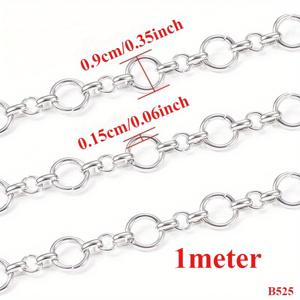 TEMU 1미터 / 39.37인치 스테인리스 스틸 원형 가방 체인, 튼튼한 핸드백 스트랩, 트렌디한 힙합 스타일 액세서리 체인, 독특한 디자인 다기능 창의적인 아이템, DIY 지갑 제작|힙색